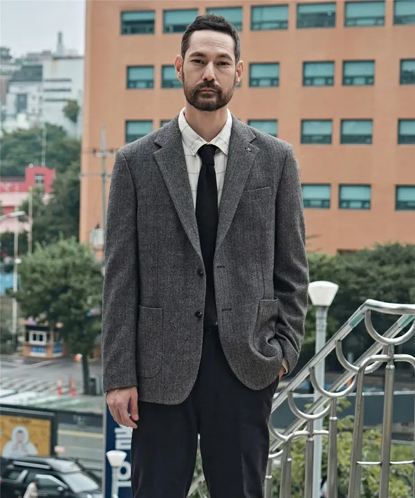 울 헤링본 자켓_그레이 (클래식핏)