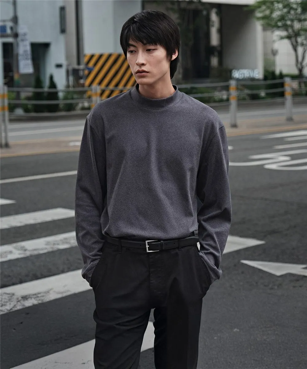 소프트터치 모크넥 티셔츠_그레이 (클래식핏)