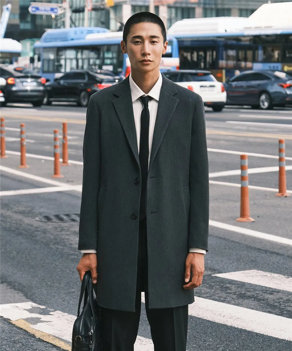 테일러드 트렌치 코트_차콜 그레이 (베이직핏)