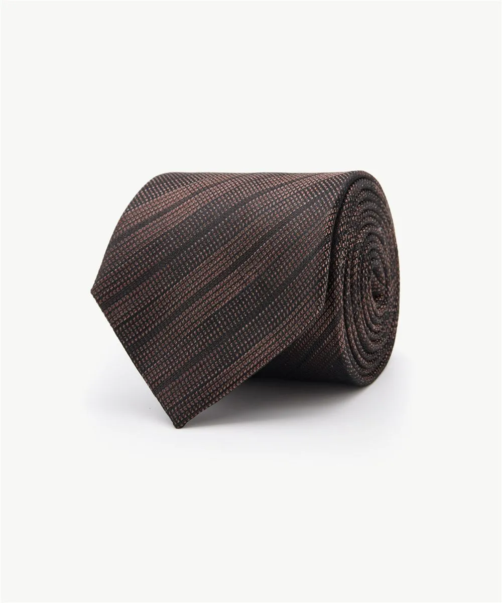 [BLACK LABEL] 스트라이프 실크 넥타이_브라운
